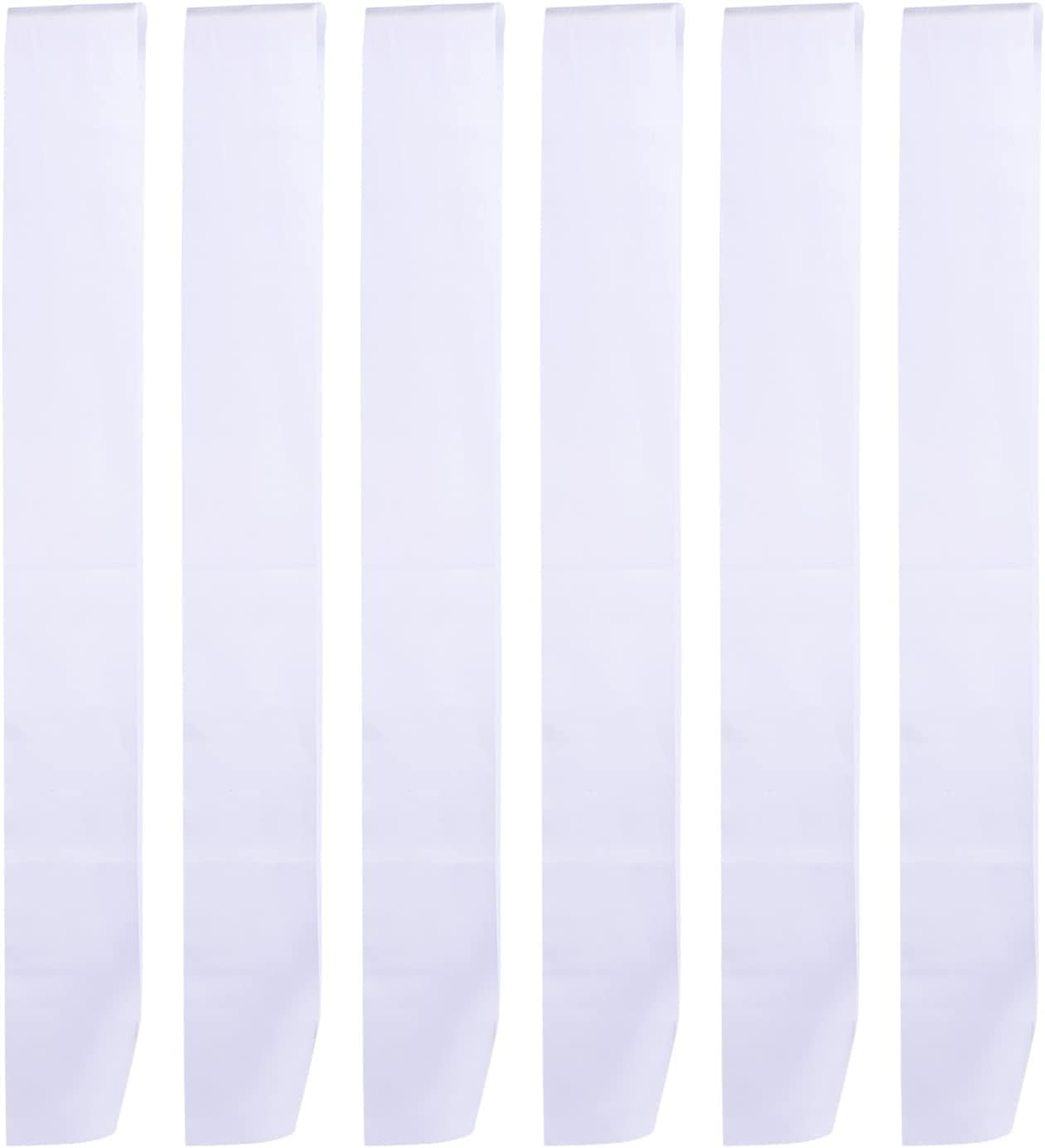 6 Pieces Blank Satin Sash White Pageants Sash Blank Satin Sash Plain Sashes for DIY, Wedding, Hen Party, Beauty Pageant Graduation Party Decorations Apparel & Accessories > Clothing Accessories > Sashes BBTO