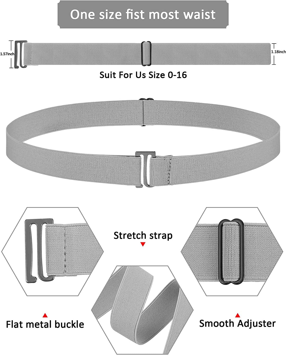 6 Pieces Invisible Belts No Show Women'S Stretch Belt Adjustable Elastic Belts with Flat Buckle for Jeans Pants Dresses Apparel & Accessories > Clothing Accessories > Belts SATINIOR