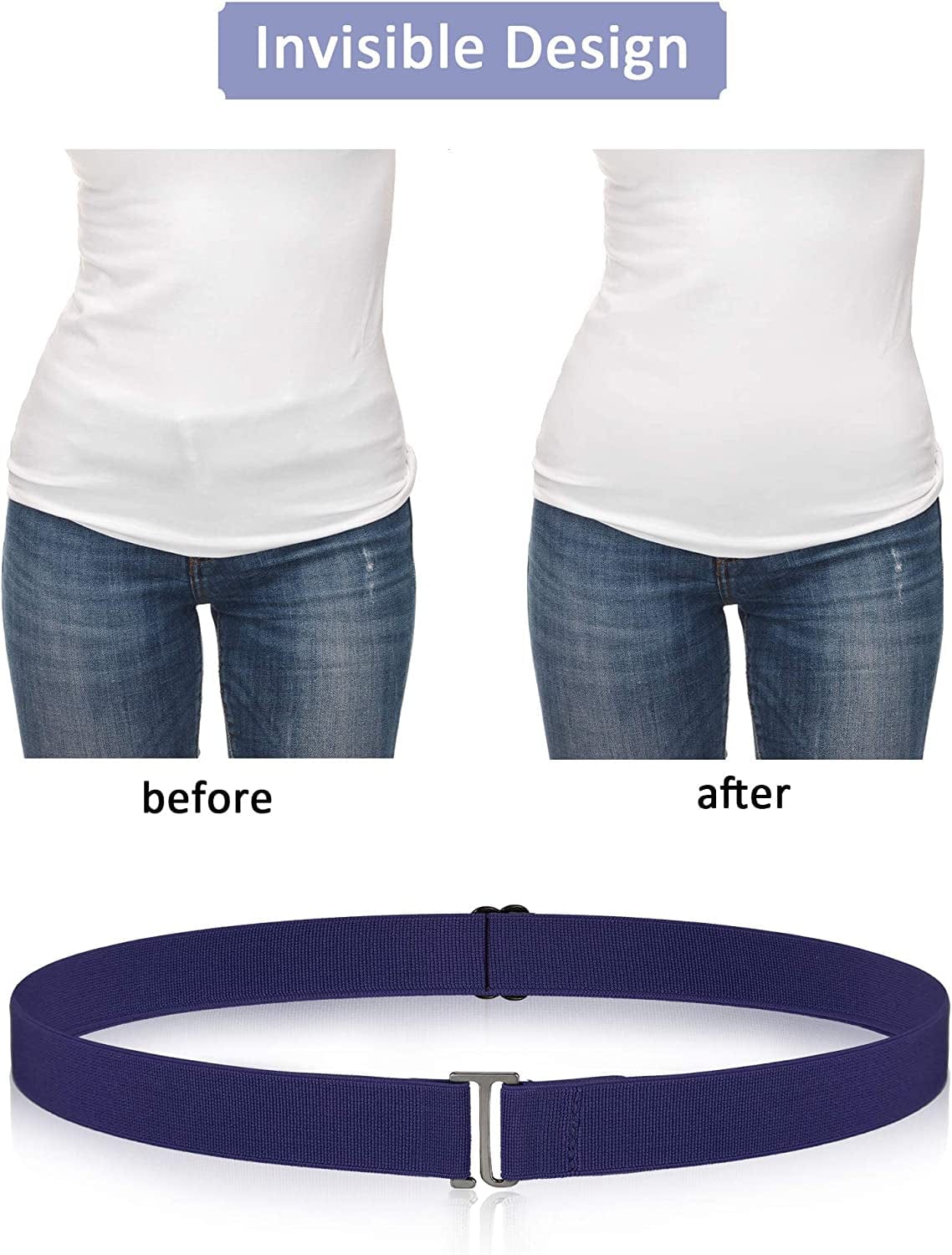 6 Pieces Invisible Belts No Show Women'S Stretch Belt Adjustable Elastic Belts with Flat Buckle for Jeans Pants Dresses Apparel & Accessories > Clothing Accessories > Belts SATINIOR