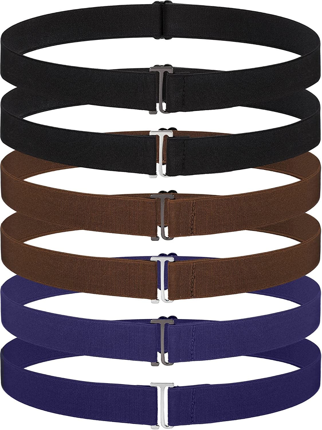 6 Pieces Invisible Belts No Show Women'S Stretch Belt Adjustable Elastic Belts with Flat Buckle for Jeans Pants Dresses Apparel & Accessories > Clothing Accessories > Belts SATINIOR Classic Flat Buckle Metal