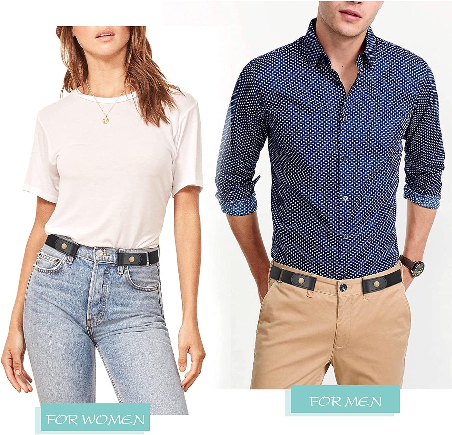 6 Pieces No Buckle Stretch Belt for Women Men, Buckle Free Belt Comfortable Invisible Elastic Belts for Jeans Pants Dresses Apparel & Accessories > Clothing Accessories > Belts XZQTIVE