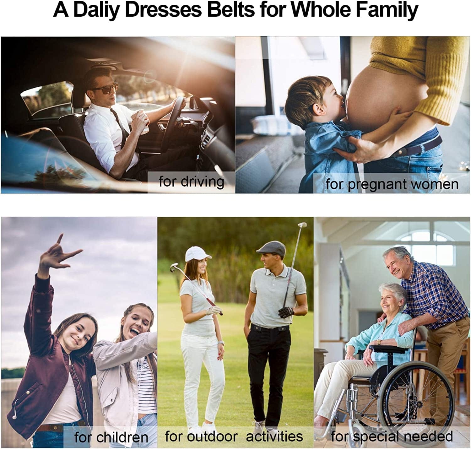 6 Pieces No Buckle Stretch Belt for Women Men, Buckle Free Belt Comfortable Invisible Elastic Belts for Jeans Pants Dresses Apparel & Accessories > Clothing Accessories > Belts XZQTIVE