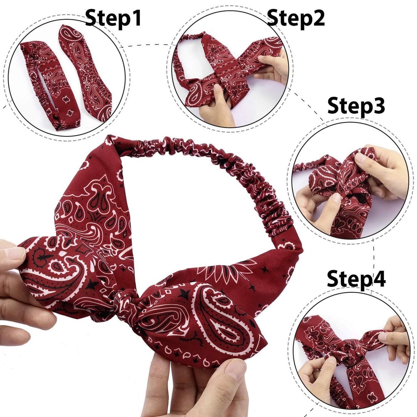 6 Pieces Paisley Bandana Headband Boho Bow for Women with Elastic Yoga Headband Adjustable Turban Headwrap (Style B) Apparel & Accessories > Clothing Accessories > Bandanas & Headties WILLBOND