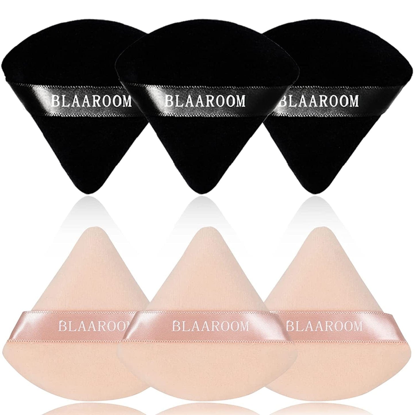6 Pieces Powder Puff Face Makeup Velour Soft Triangle Powder Puffs - for Loose Powder Mineral Powder Body Powder Wet Dry Cosmetic Foundation Sponge Makeup Tool Health & Beauty > Personal Care > Cosmetics > Cosmetic Tools > Makeup Tools BLAAROOM Black and Nude