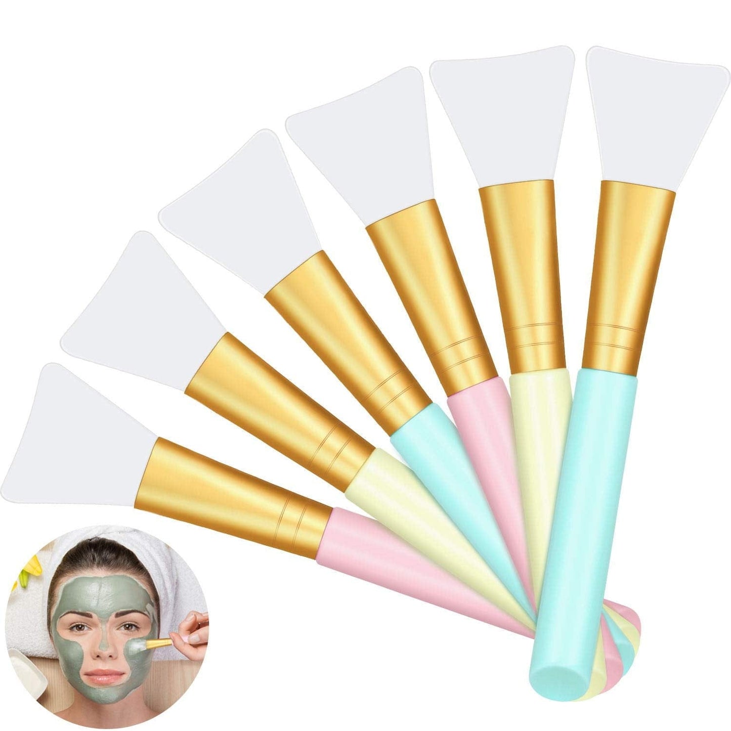 6 Pieces Silicone Face Mask Brushes Soft Facial Clay Mud Mask Applicator Brush for Foundation, Cosmetic Mask, Body Lotion and Body Butter Beauty Tools Health & Beauty > Personal Care > Cosmetics > Cosmetic Tools > Makeup Tools Boao