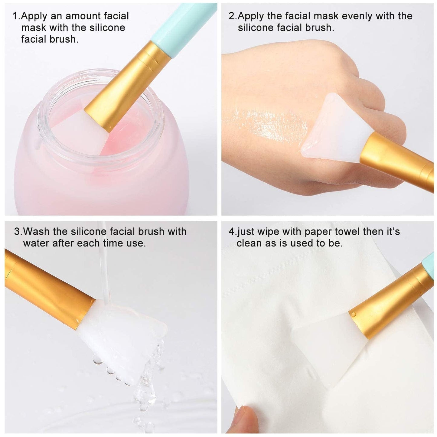 6 Pieces Silicone Face Mask Brushes Soft Facial Clay Mud Mask Applicator Brush for Foundation, Cosmetic Mask, Body Lotion and Body Butter Beauty Tools Health & Beauty > Personal Care > Cosmetics > Cosmetic Tools > Makeup Tools Boao