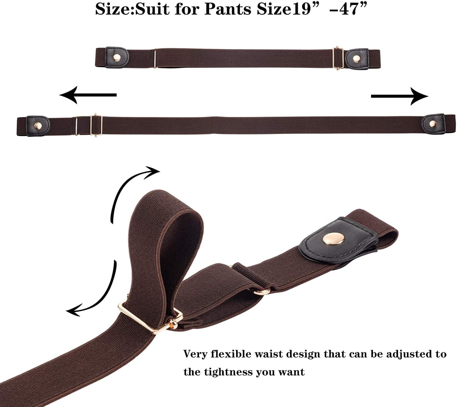 6 Pieces Unisex No Buckle Stretch Belt Adjustable No Buckle Waist Belt Invisible Elastic Belt for Jeans Pants Skirts Apparel & Accessories > Clothing Accessories > Belts Syhood