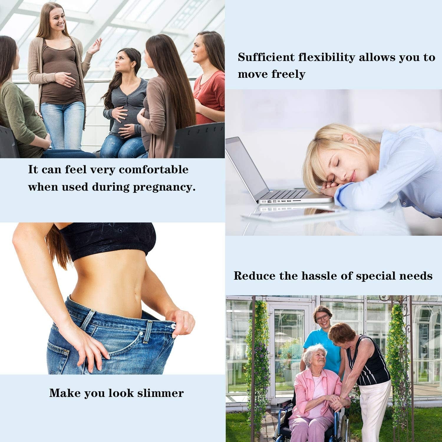 6 Pieces Unisex No Buckle Stretch Belt Adjustable No Buckle Waist Belt Invisible Elastic Belt for Jeans Pants Skirts Apparel & Accessories > Clothing Accessories > Belts Syhood