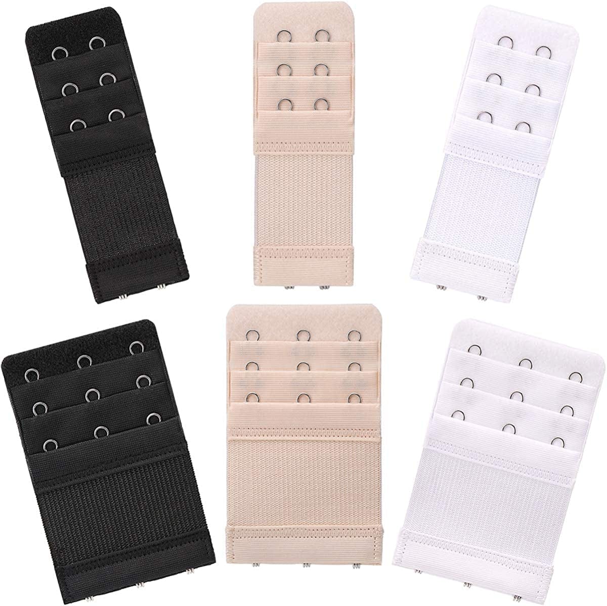 6 Pieces Women'S Soft Comfortable Elastic Bra Extenders Bra Extension Strap 2 Hook 3 Row Lady'S Bra Extender Bra Band Multicolors-2hook+3hook
