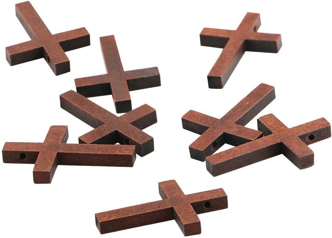 60 Pack Mini Wood Cross Pendants,Cross Charm Spacer Beads for Religious Party Favors Jewelry Project Sunday School DIY Craft(1.2" X 1.7")