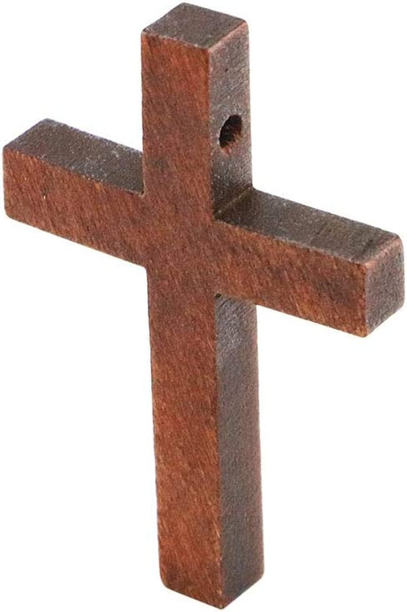 60 Pack Mini Wood Cross Pendants,Cross Charm Spacer Beads for Religious Party Favors Jewelry Project Sunday School DIY Craft(1.2" X 1.7")