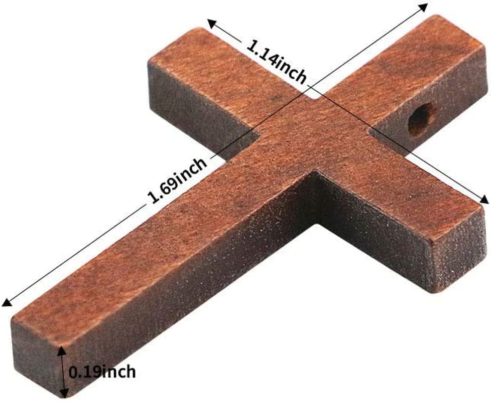 60 Pack Mini Wood Cross Pendants,Cross Charm Spacer Beads for Religious Party Favors Jewelry Project Sunday School DIY Craft(1.2" X 1.7")
