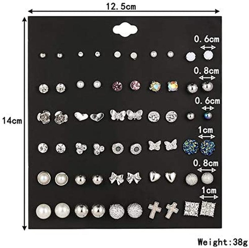 60 Pairs Earrings Set Stud Earrings for Women Assorted Earrings for Teens Girls Small Faux Pearl Mixed Color Flower Cute Earring Set Fashion Jewelry Birthday Gifts (Style 02) Apparel & Accessories > Jewelry > Earrings OATHYAN