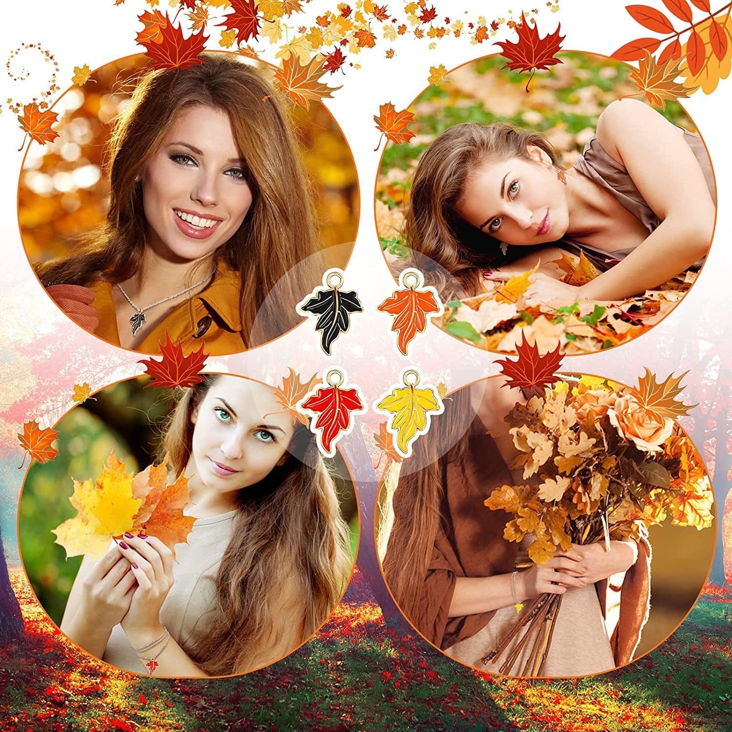 60 Pcs Fall Maple Leaf Charm Pendants 3D Leaf Fall Pendants Mix Color Fall Charms for Jewelry Making Alloy Enamel Autumn Charms for Thanksgiving Halloween Necklace Bracelet Earring Keychain DIY Craft