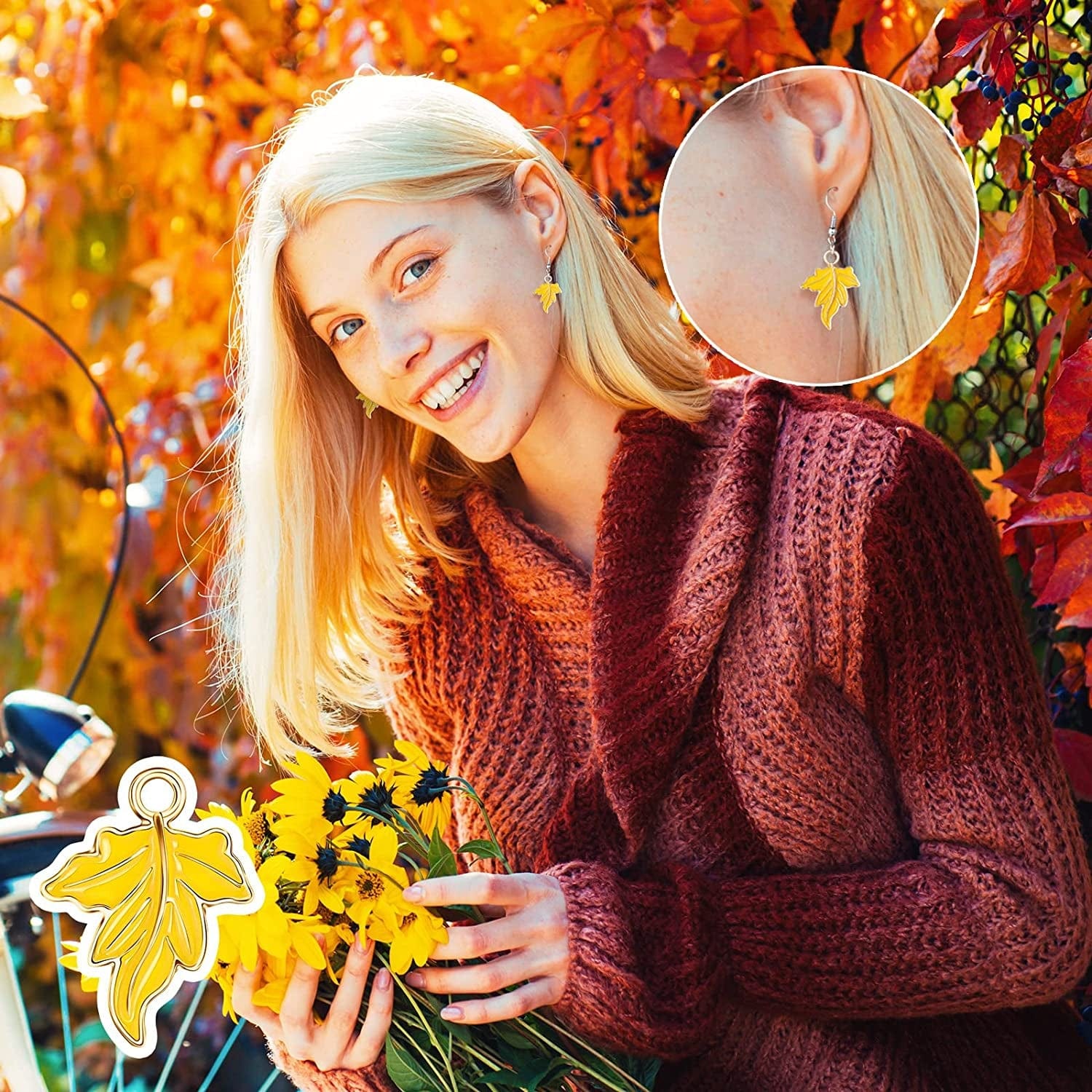 60 Pcs Fall Maple Leaf Charm Pendants 3D Leaf Fall Pendants Mix Color Fall Charms for Jewelry Making Alloy Enamel Autumn Charms for Thanksgiving Halloween Necklace Bracelet Earring Keychain DIY Craft