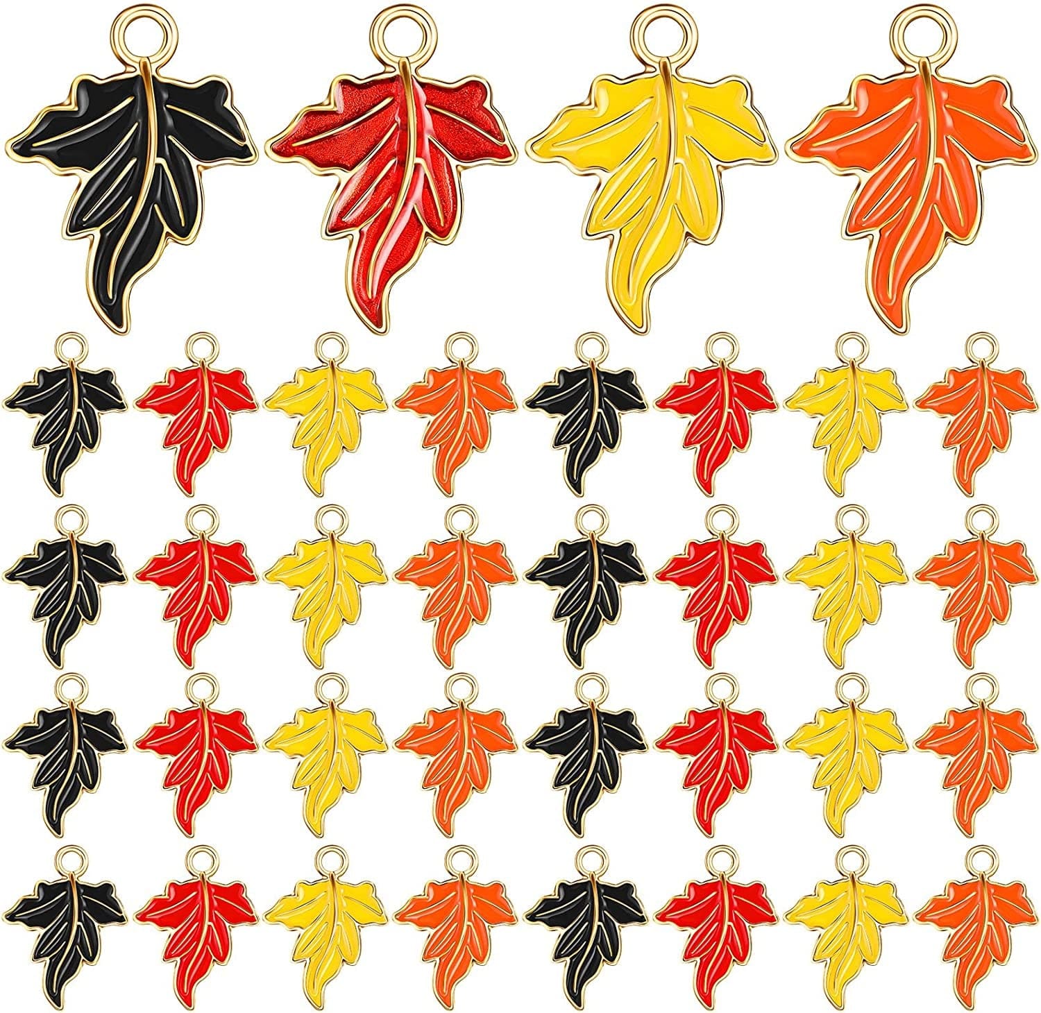 60 Pcs Fall Maple Leaf Charm Pendants 3D Leaf Fall Pendants Mix Color Fall Charms for Jewelry Making Alloy Enamel Autumn Charms for Thanksgiving Halloween Necklace Bracelet Earring Keychain DIY Craft