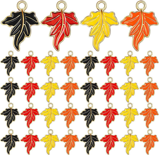 60 Pcs Fall Maple Leaf Charm Pendants 3D Leaf Fall Pendants Mix Color Fall Charms for Jewelry Making Alloy Enamel Autumn Charms for Thanksgiving Halloween Necklace Bracelet Earring Keychain DIY Craft