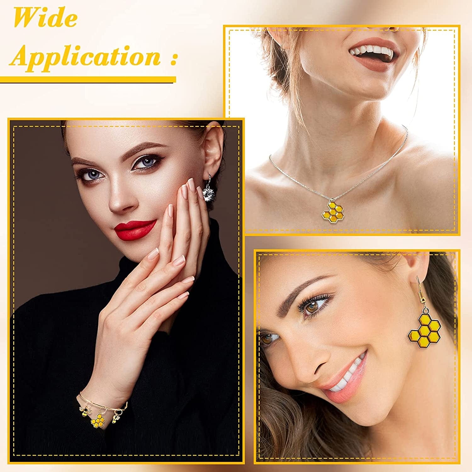 60 Pieces Bee Charms Pendant Rhinestone Alloy Enamel Honeycomb Charms Jewelry Making Pendants Charms for DIY Craft, Earring, Necklace and Bracelet