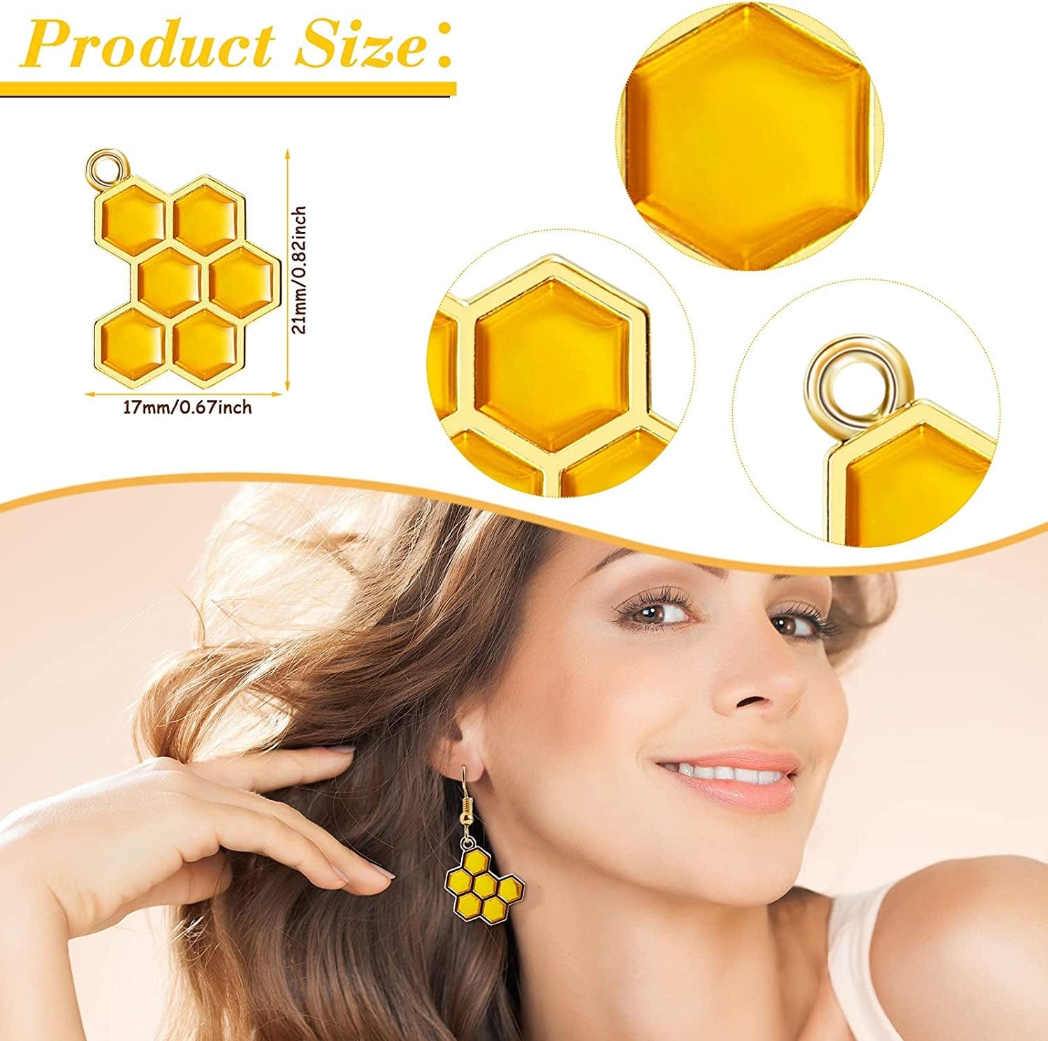 60 Pieces Bee Charms Pendant Rhinestone Alloy Enamel Honeycomb Charms Jewelry Making Pendants Charms for DIY Craft, Earring, Necklace and Bracelet