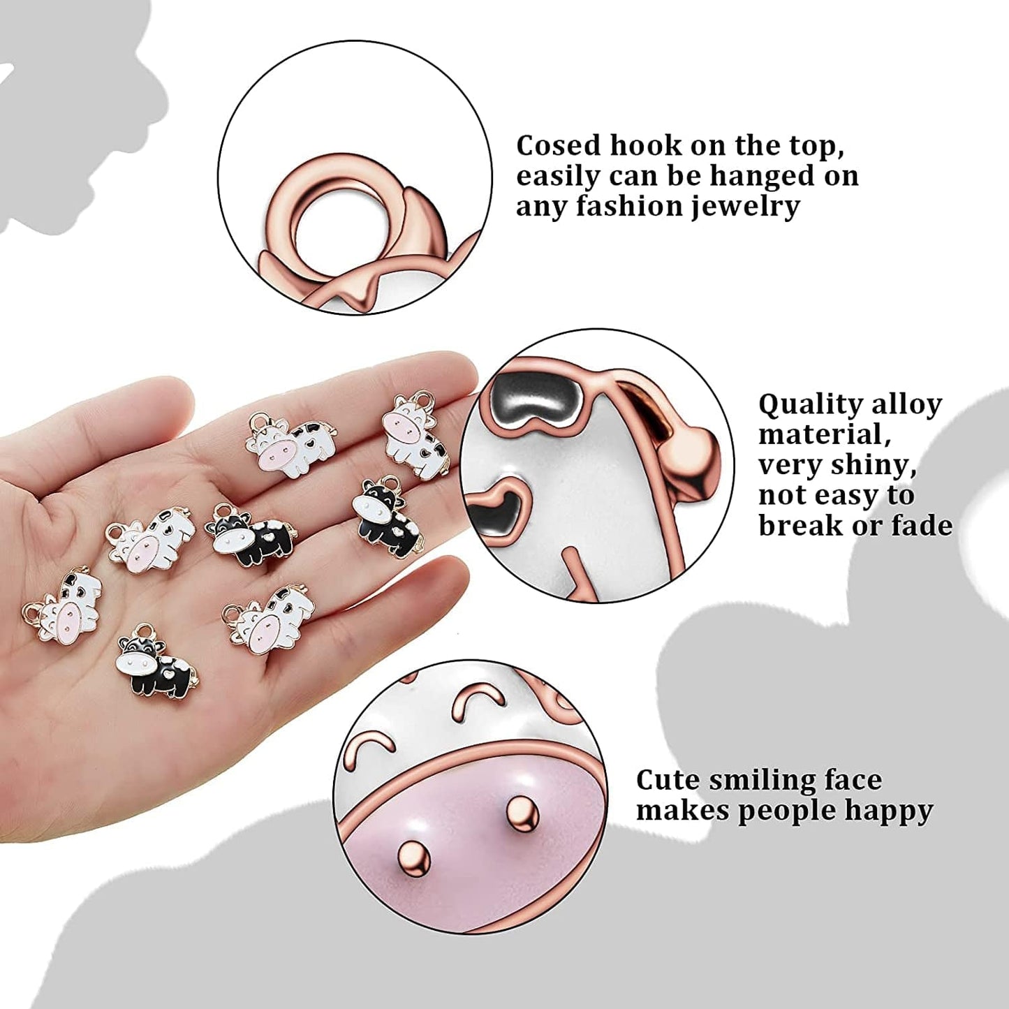 60 Pieces Cow Charms Colorful Animal Metal Charms DIY Cute Cow Enamel Pendants Cow Alloy Charms for Earring Necklace Bracelet Key Chain Jewelry Crafts, Including Black Cow and White Cow Styles