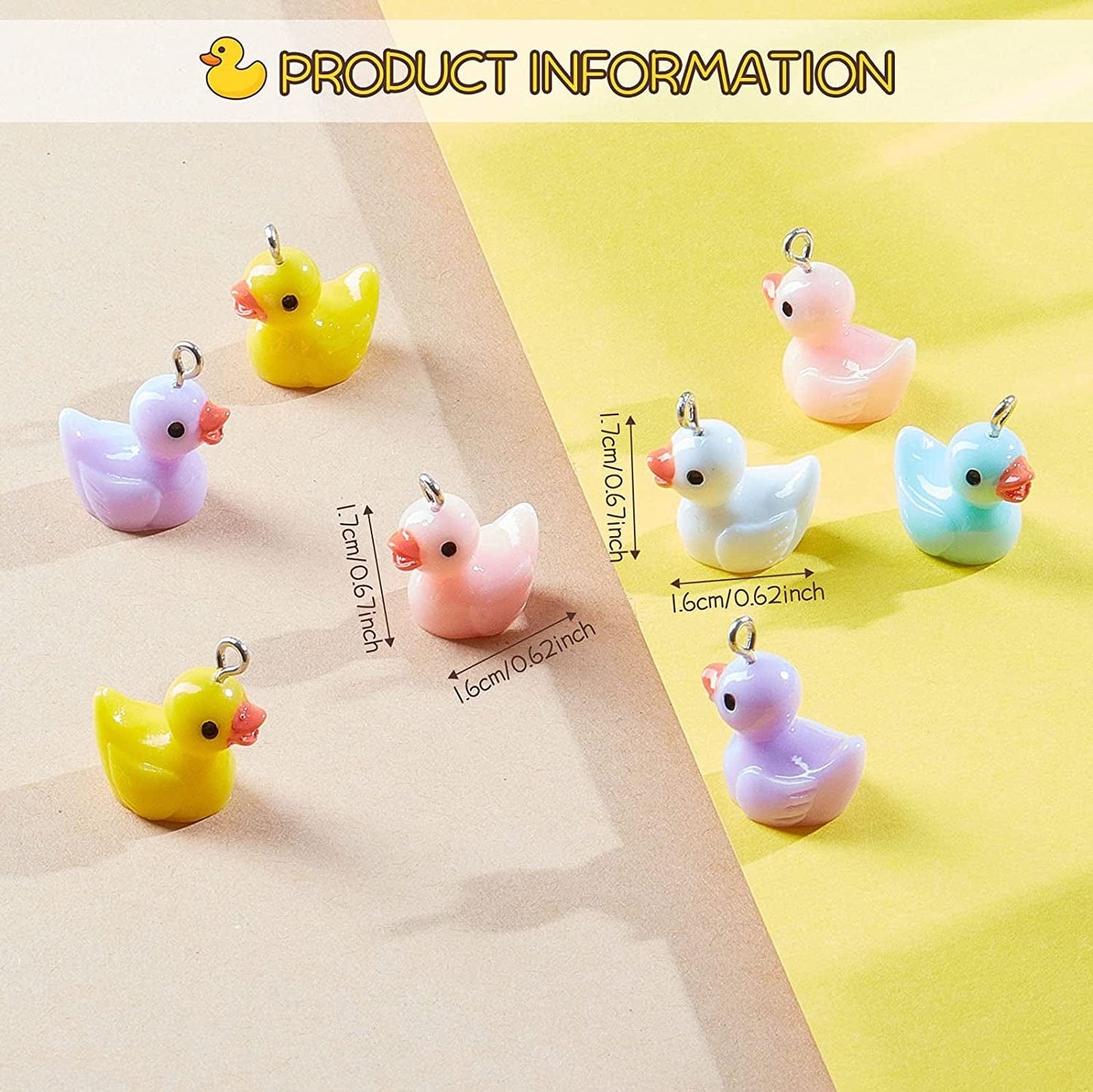 60 Pieces Duck Charms Small Duck Shape Pendants Colorful Resin Duck Charms Mini Resin Duck Jewelry Making Charms for DIY Jewelry Making Earring Necklace Keychains Making Decors, 5 Colors