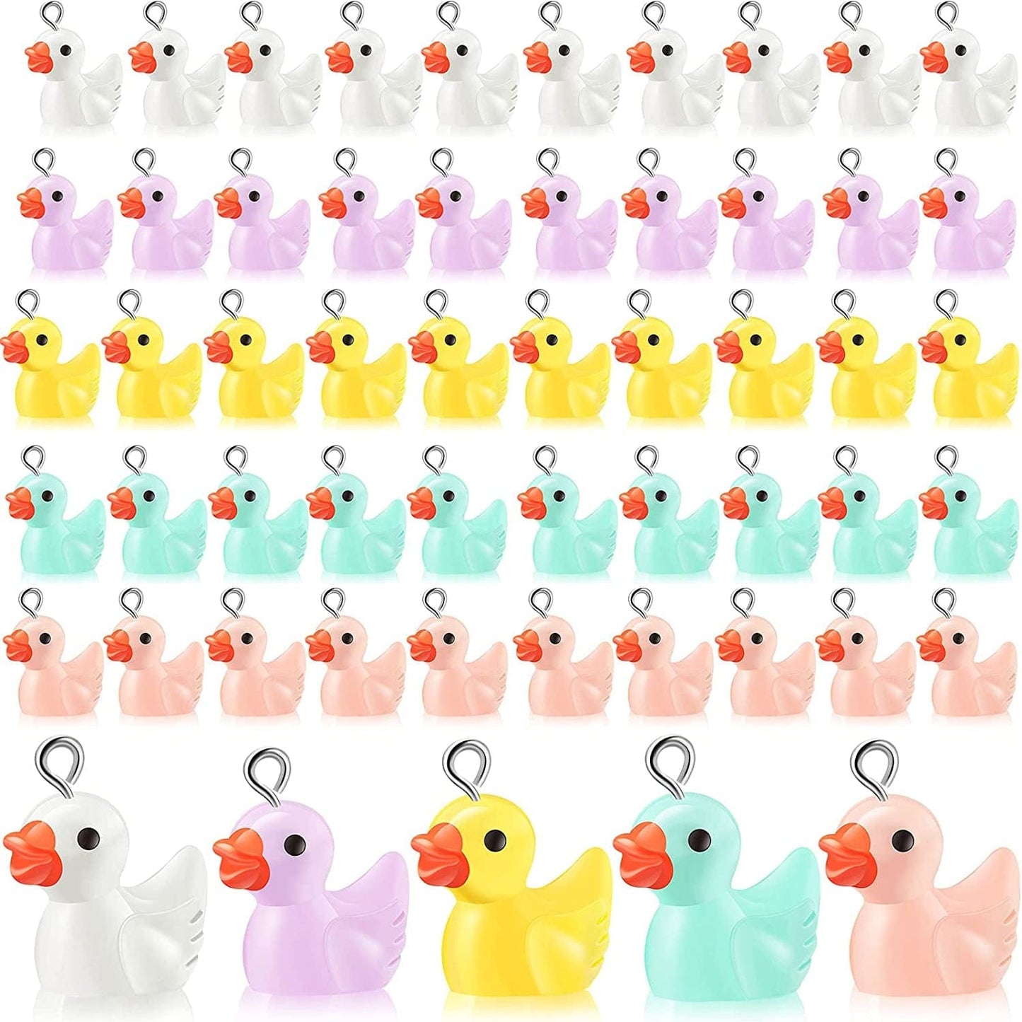 60 Pieces Duck Charms Small Duck Shape Pendants Colorful Resin Duck Charms Mini Resin Duck Jewelry Making Charms for DIY Jewelry Making Earring Necklace Keychains Making Decors, 5 Colors