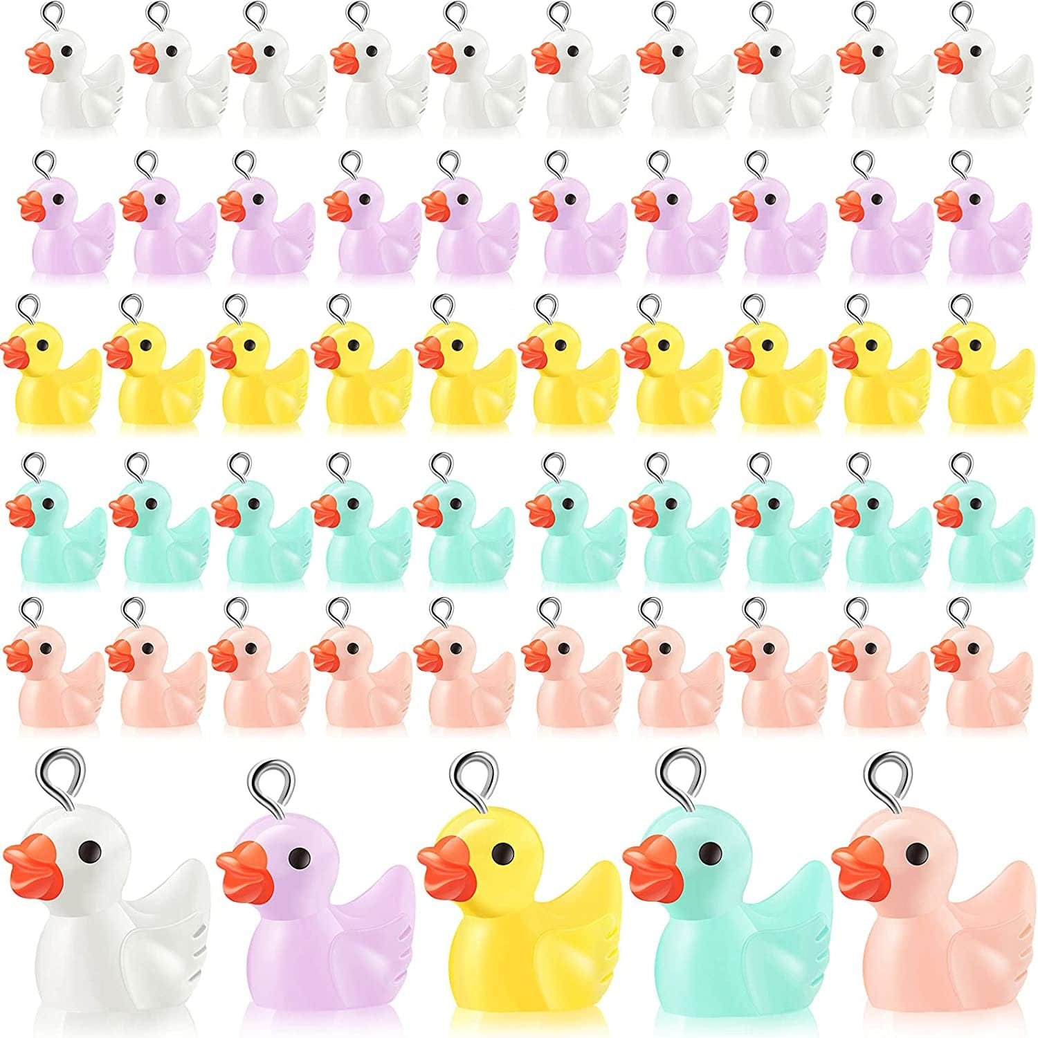 60 Pieces Duck Charms Small Duck Shape Pendants Colorful Resin Duck Charms Mini Resin Duck Jewelry Making Charms for DIY Jewelry Making Earring Necklace Keychains Making Decors, 5 Colors