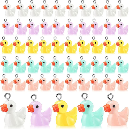 60 Pieces Duck Charms Small Duck Shape Pendants Colorful Resin Duck Charms Mini Resin Duck Jewelry Making Charms for DIY Jewelry Making Earring Necklace Keychains Making Decors, 5 Colors