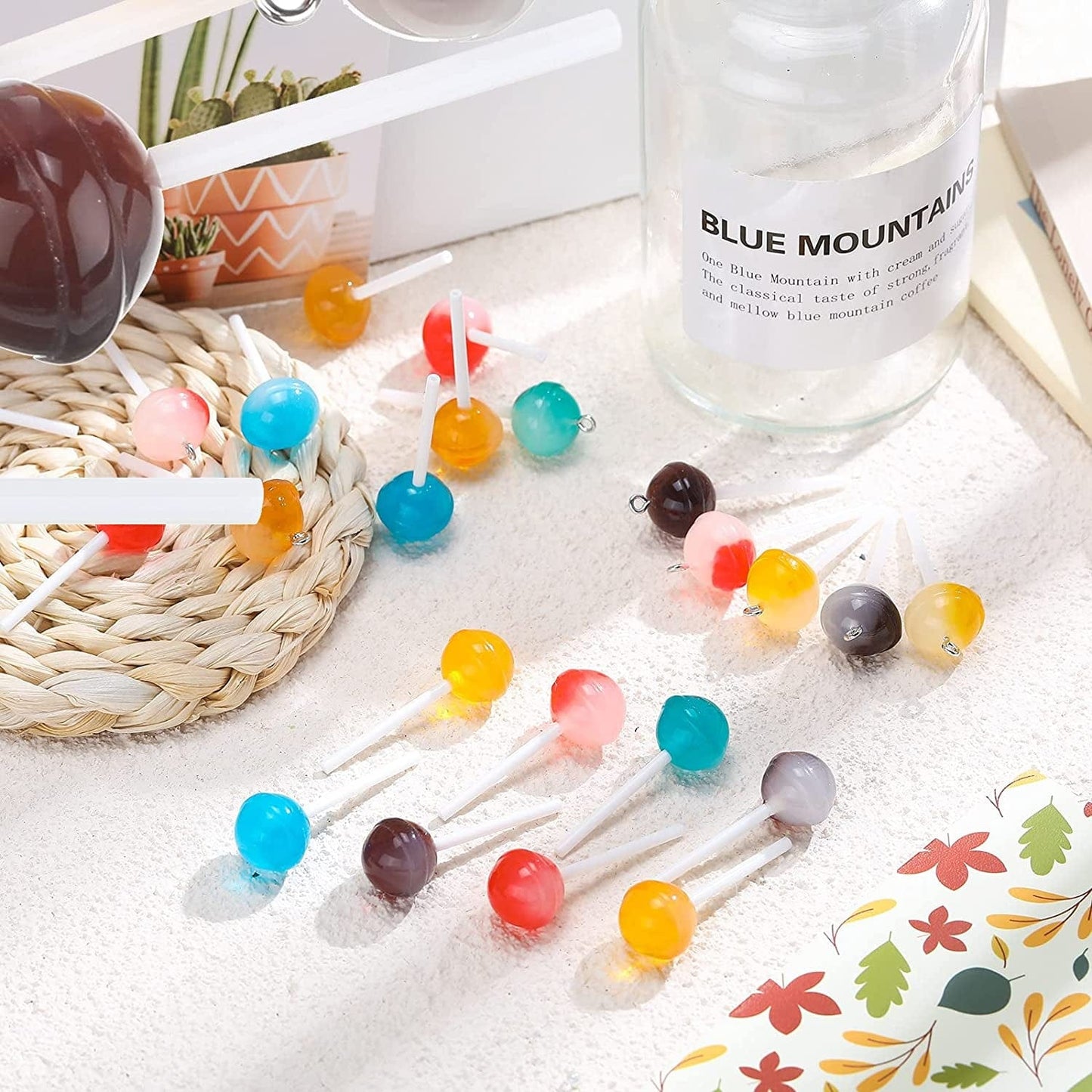 60 Pieces Lollipop Resin Charms Colorful Lollipop Charms Pendants with Hole Lollipop Earring Candy Slime Charms for Jewelry Making Earring Keychain Bracelet Anklet DIY Crafts