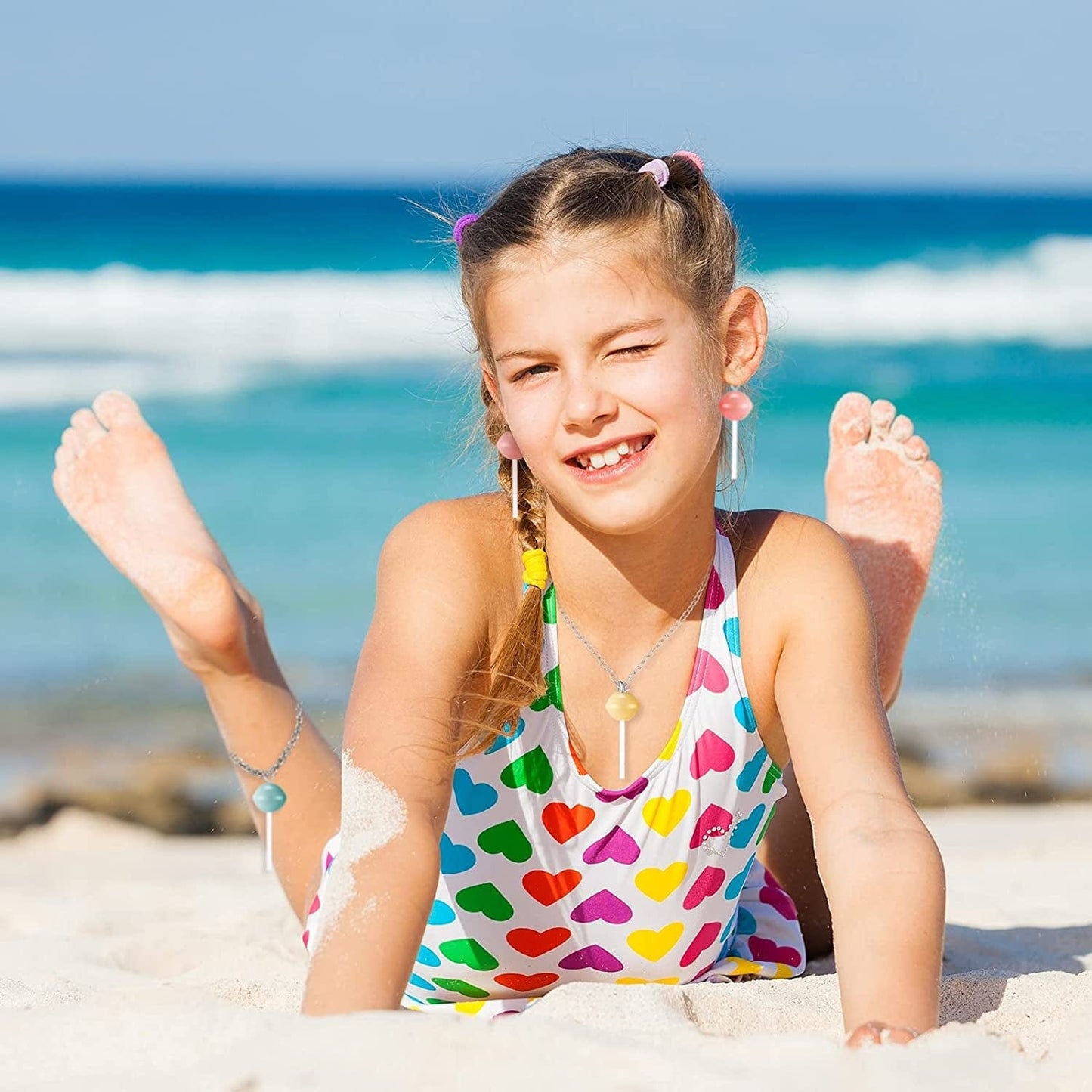 60 Pieces Lollipop Resin Charms Colorful Lollipop Charms Pendants with Hole Lollipop Earring Candy Slime Charms for Jewelry Making Earring Keychain Bracelet Anklet DIY Crafts