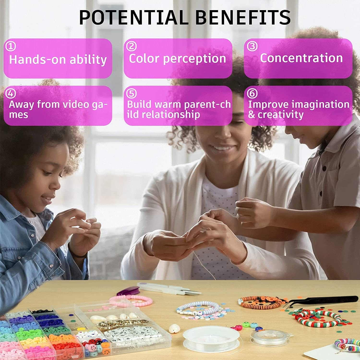 6000 Pcs Clay Beads for Bracelet Making, 24 Colors Flat round Polymer Clay Beads 6Mm Spacer Heishi Beads with Pendant Charms Kit and Elastic Strings for Jewelry Making Kit Bracelets Necklace