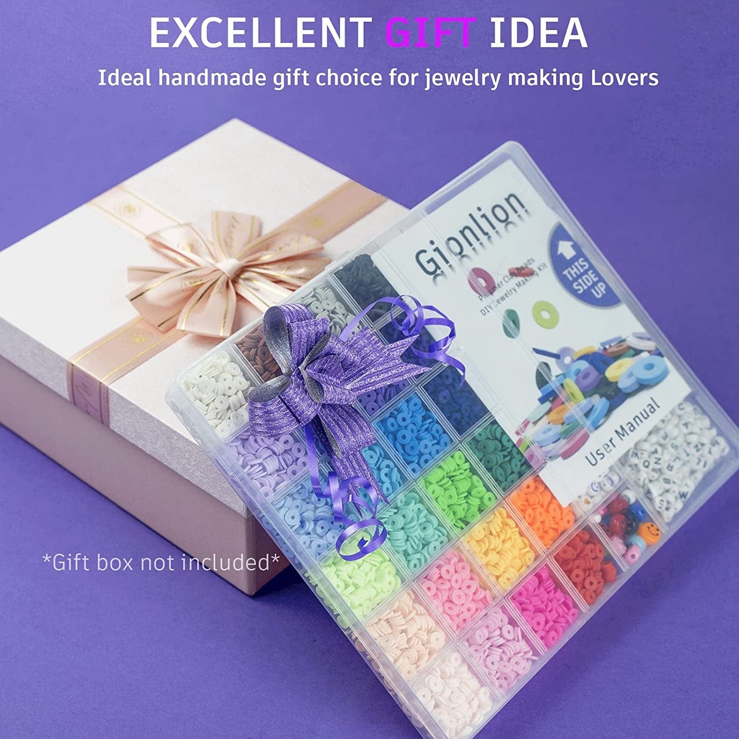 6000 Pcs Clay Beads for Bracelet Making, 24 Colors Flat round Polymer Clay Beads 6Mm Spacer Heishi Beads with Pendant Charms Kit and Elastic Strings for Jewelry Making Kit Bracelets Necklace