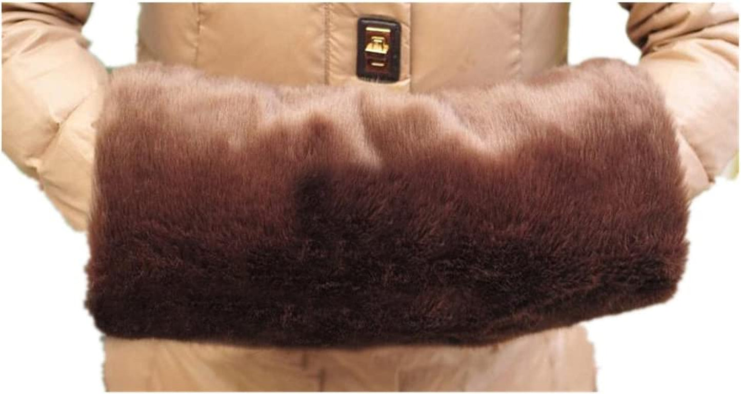 Faux Fur Hand Muffs with Ionterior Pocket-Luxurious Faux Rabbit Mittens-Wrist Hand Warmer Gloves Can Keep Your Hand and Wrist Warm in Cold Season Compatible Girls Women Apparel & Accessories > Clothing Accessories > Gloves & Mittens VVS-eLife Coffee