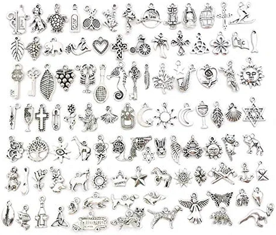 600Pcs Wholesale Bulk Charms for Jewelry Making Supplies Bracelet Charms Necklace Pendant Earring Tibetan Silver Craft Supplies DIY Accessories