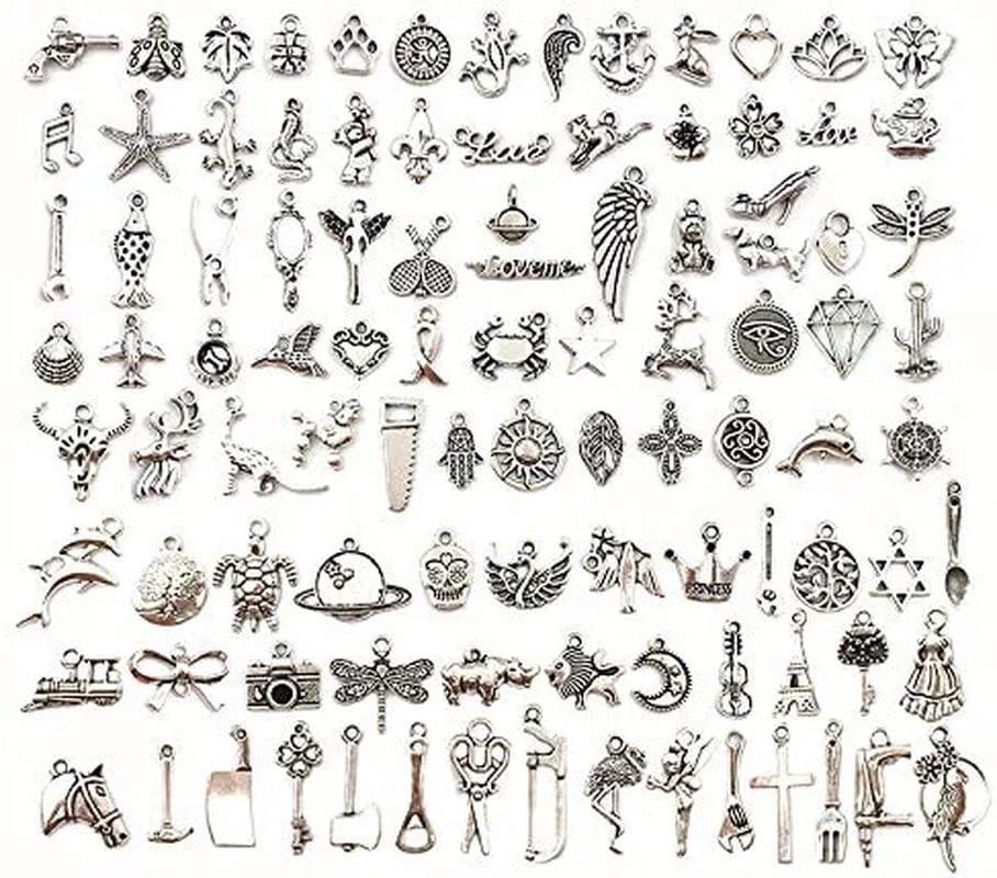 600Pcs Wholesale Bulk Charms for Jewelry Making Supplies Bracelet Charms Necklace Pendant Earring Tibetan Silver Craft Supplies DIY Accessories