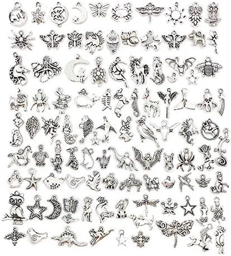 600Pcs Wholesale Bulk Charms for Jewelry Making Supplies Bracelet Charms Necklace Pendant Earring Tibetan Silver Craft Supplies DIY Accessories