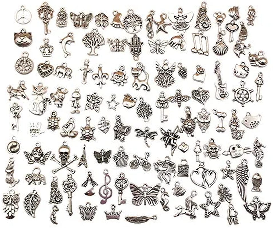 600Pcs Wholesale Bulk Charms for Jewelry Making Supplies Bracelet Charms Necklace Pendant Earring Tibetan Silver Craft Supplies DIY Accessories