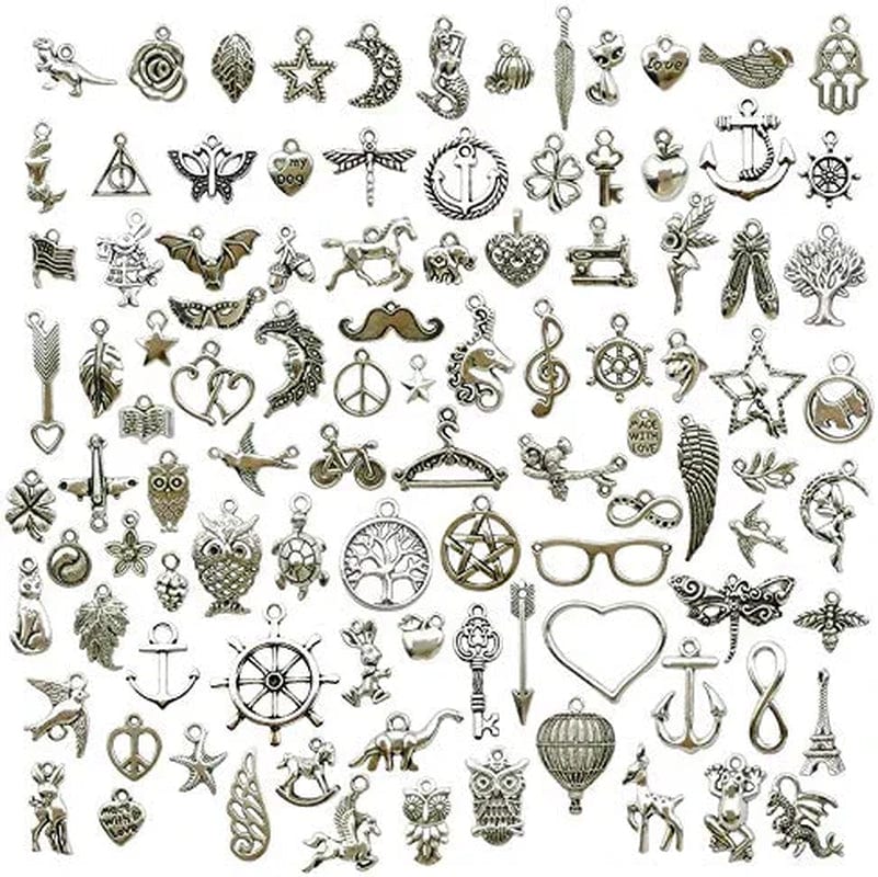 600Pcs Wholesale Bulk Charms for Jewelry Making Supplies Bracelet Charms Necklace Pendant Earring Tibetan Silver Craft Supplies DIY Accessories
