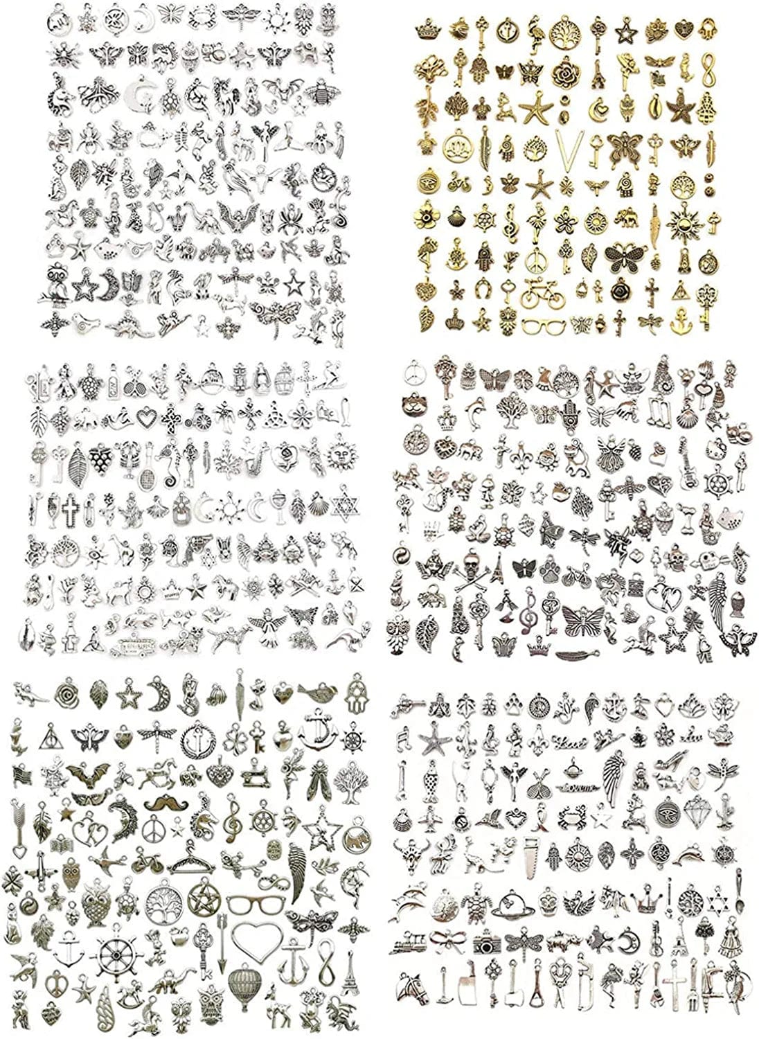 600Pcs Wholesale Bulk Charms for Jewelry Making Supplies Bracelet Charms Necklace Pendant Earring Tibetan Silver Craft Supplies DIY Accessories