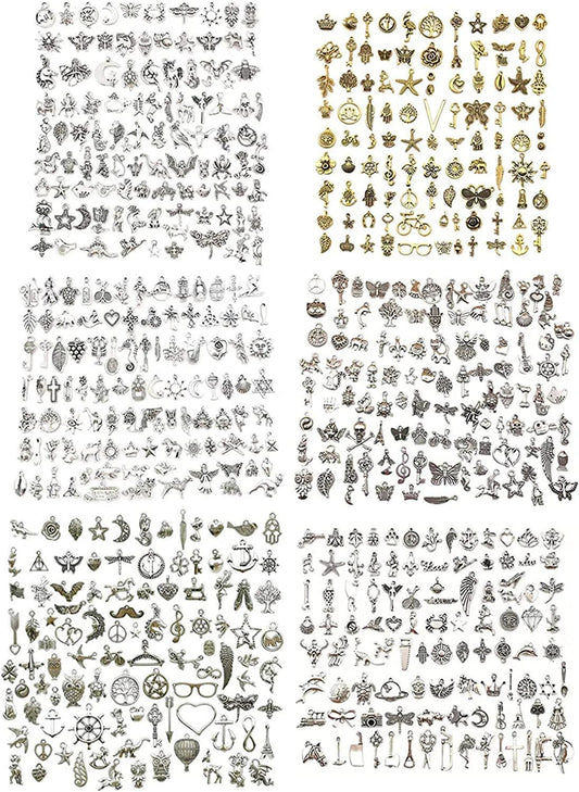600Pcs Wholesale Bulk Charms for Jewelry Making Supplies Bracelet Charms Necklace Pendant Earring Tibetan Silver Craft Supplies DIY Accessories