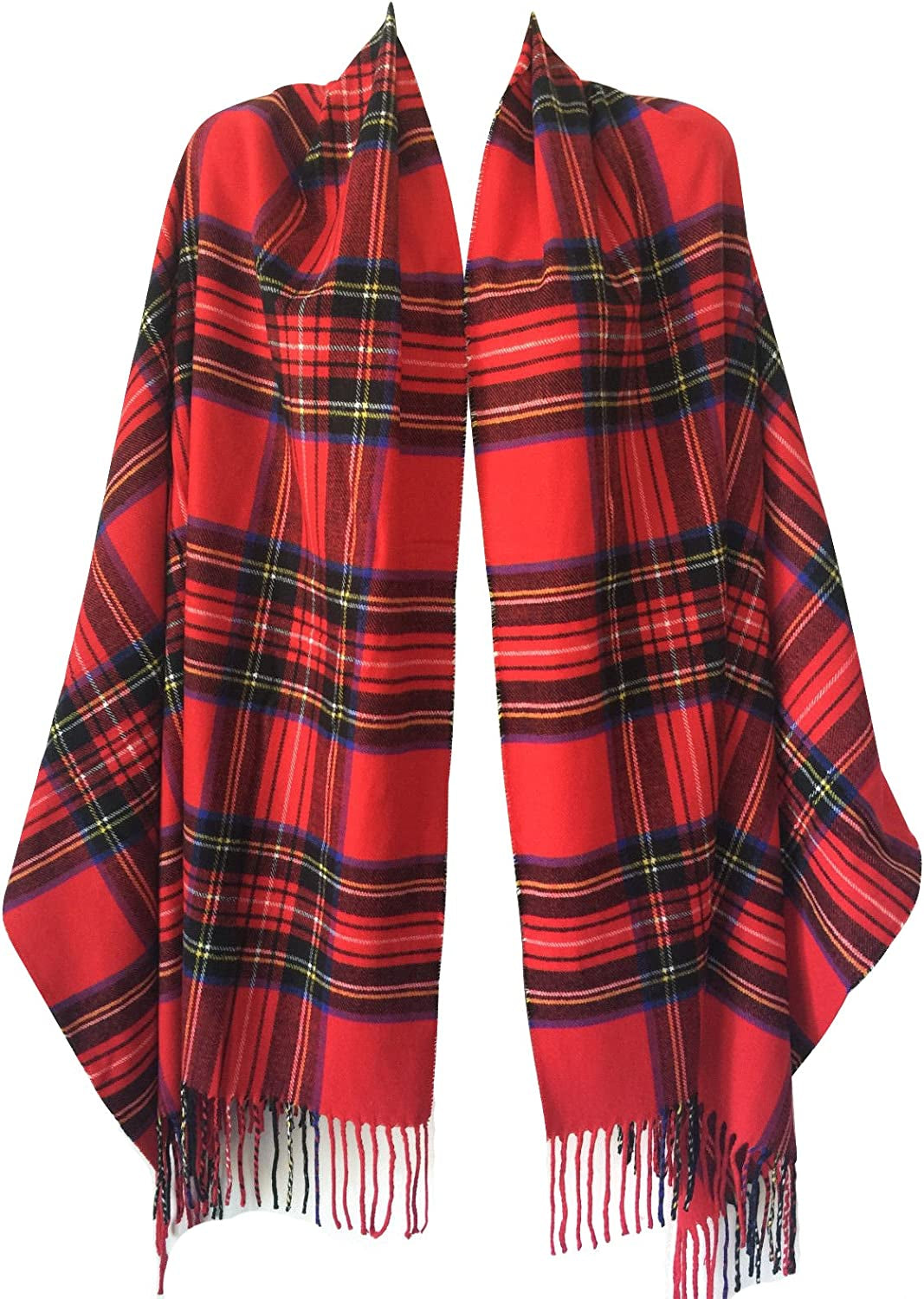 Women Oversized Scottish Clan Tartan Plaid Cashmere Feel Shawl Wrap Winter Scarf Apparel & Accessories > Clothing Accessories > Scarves & Shawls NY GOLDEN FASHION Red Tartan