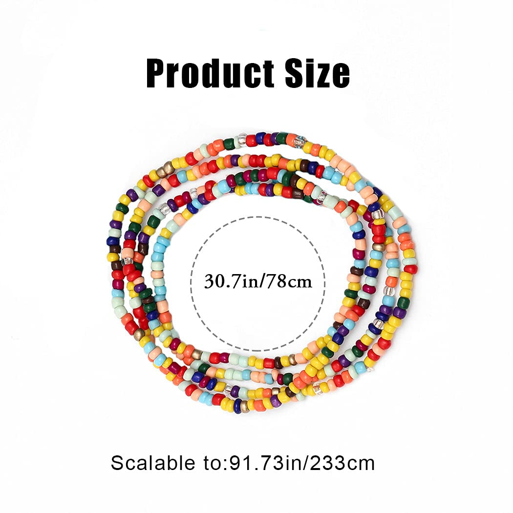 Cosydays African Waist Bead Chain Elastic Body Chains Colorful Belly Beads Beach Beaded Chain Summer Bikini Jewelry for Women(Pack of 8) Apparel & Accessories > Jewelry > Body Jewelry COSYDAYS