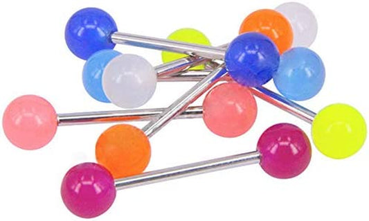 Body Jewelry 10Pcs Surgical Steel Tongue Stud Cartilage Ear Bone Studs Luminous Acrylic Ball Nipple Lip Eyebrow Piercing Professional Design Apparel & Accessories > Jewelry > Body Jewelry Generic