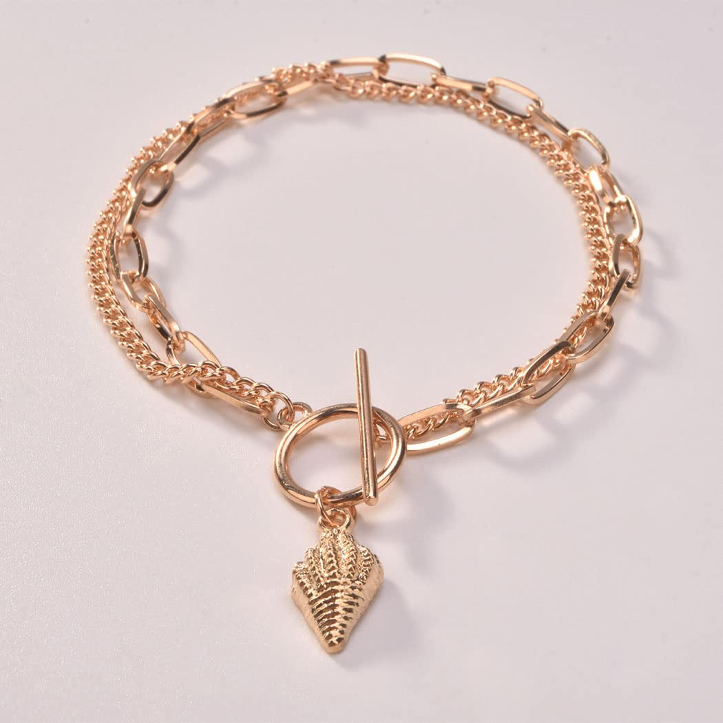 Generic Paper Clip Shell Anklet Bracelet Gold Pendant Ankle Chain Fashion Foot Jewelry for Women and Teen Girl Apparel & Accessories > Jewelry > Anklets Generic