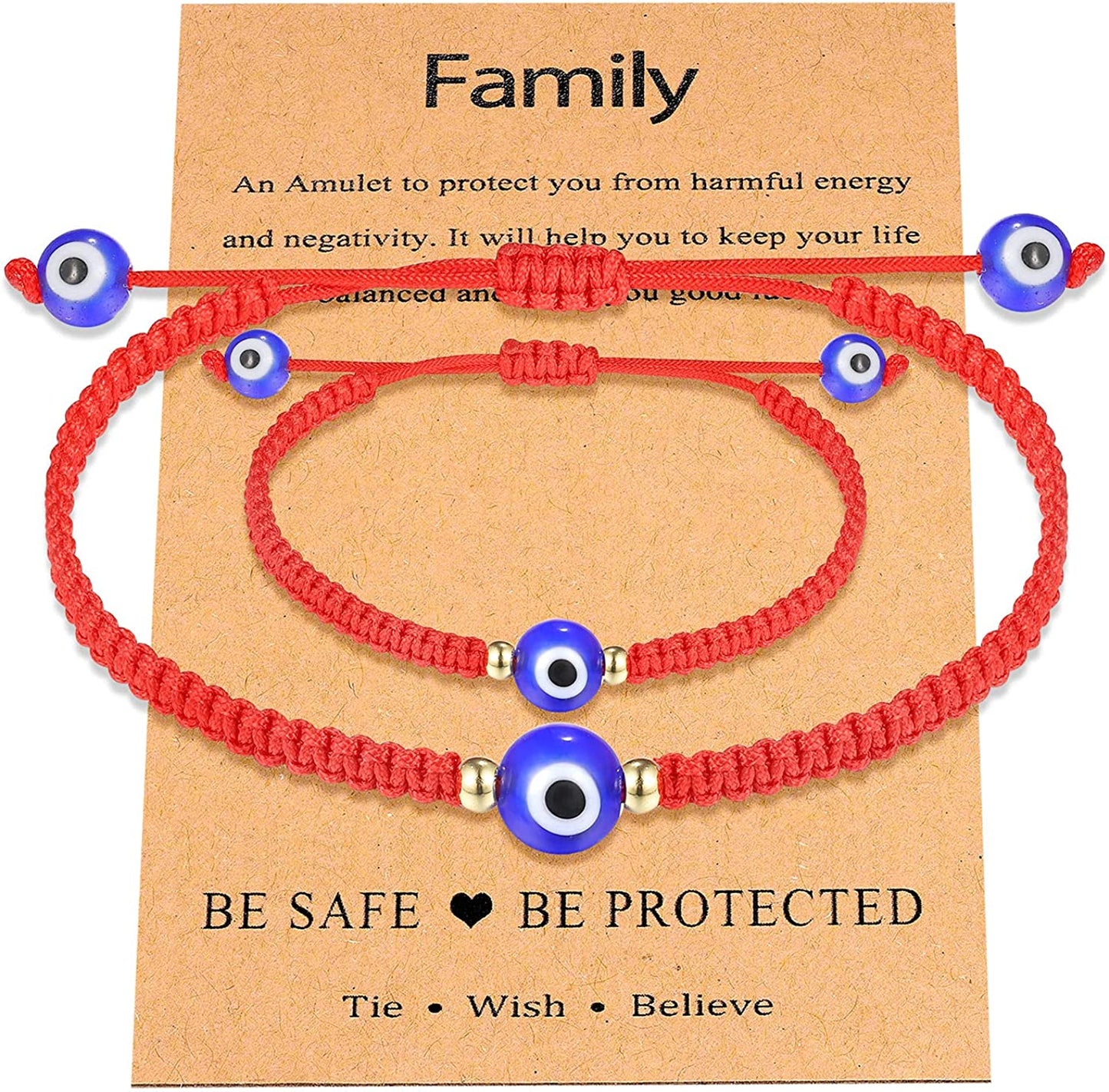 UNGENT THEM Lucky Gifts for Mommy and Me Evil Eye Red String Protection Adjustable Bracelets Set for Women Men Family Apparel & Accessories > Jewelry > Bracelets UNGENT THEM Evil Eye-2pcs