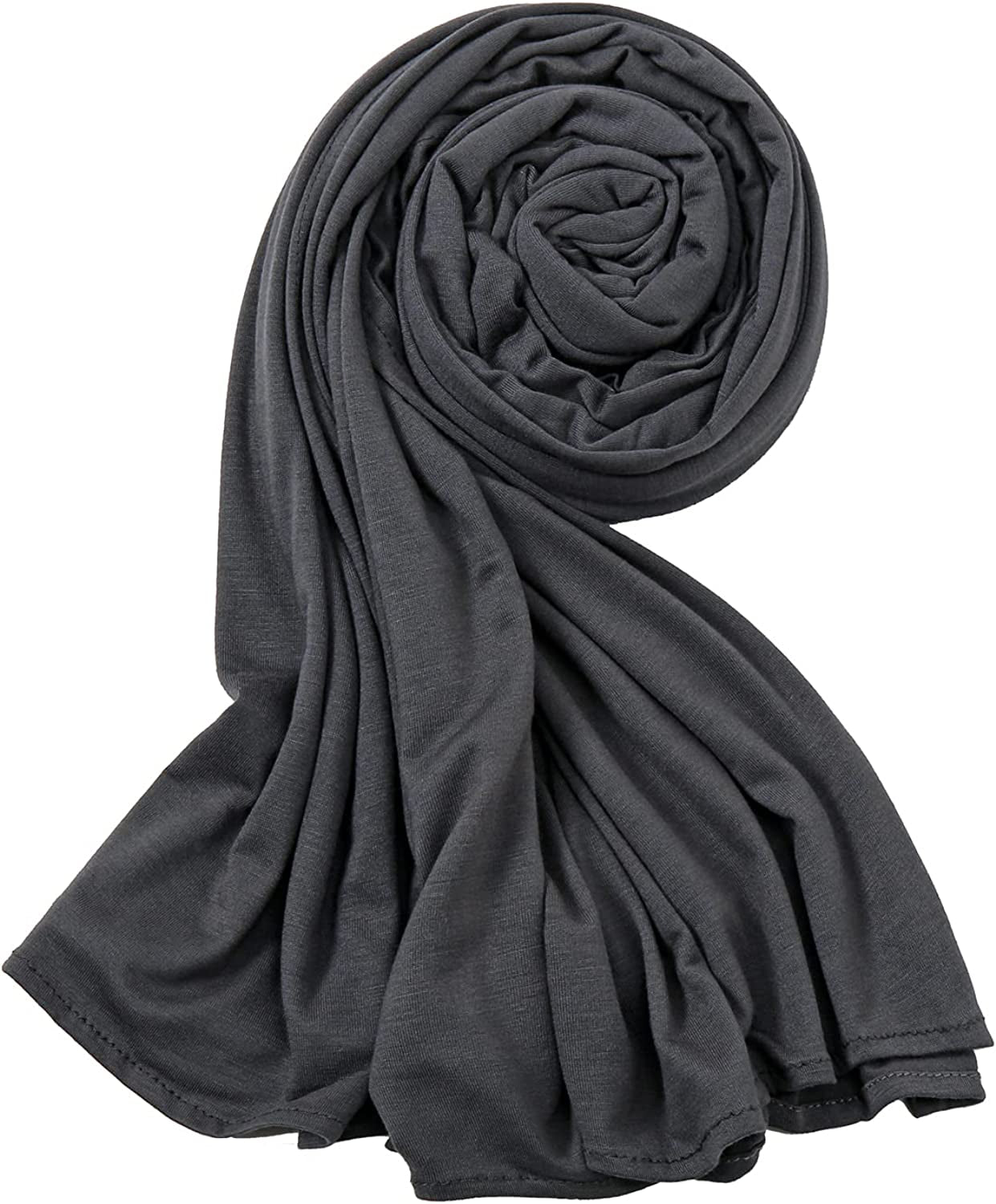Hophor Soft Stretch Head Wrap Scarfs Long Turban Head Wrap Tie for Women Apparel & Accessories > Clothing Accessories > Bandanas & Headties Hophor Dark Gray