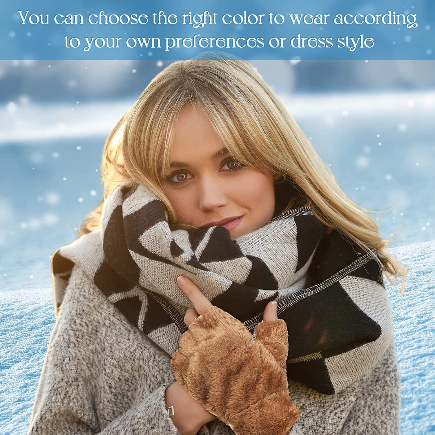 SATINIOR 6 Pairs Cat Paw Gloves Fingerless Faux Fur Plush Gloves Mittens Winter Warm Half Finger Gloves Cute Cat Paw Cosplay Gloves Fuzzy Plush Gloves for Women Girls (Black, Grey, Pink, Brown, Navy) Apparel & Accessories > Clothing Accessories > Gloves & Mittens SATINIOR