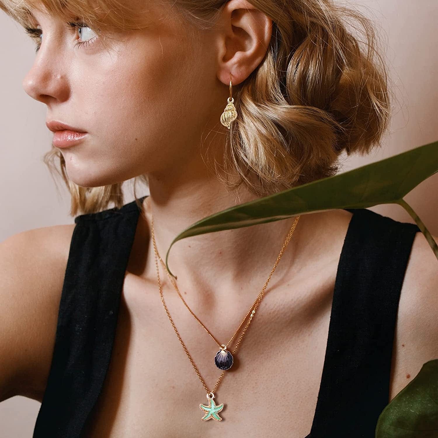 60Pcs Alloy Ocean Starfish Seashell Conch Charms Colorful Enamel Ocean Life Sea Animal Pendants Charms Craft Supplies for DIY Jewelry Making Birthday Wedding Party Favor Gifts