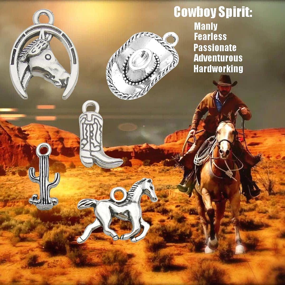 60PCS Antique Silver Western Cowboy Charms Pendants Horse Hat Cactus Cowboy Boot Charms for Bracelet Earrings Necklace Jewelry Making (10 Style, 6 of Each)Hm672