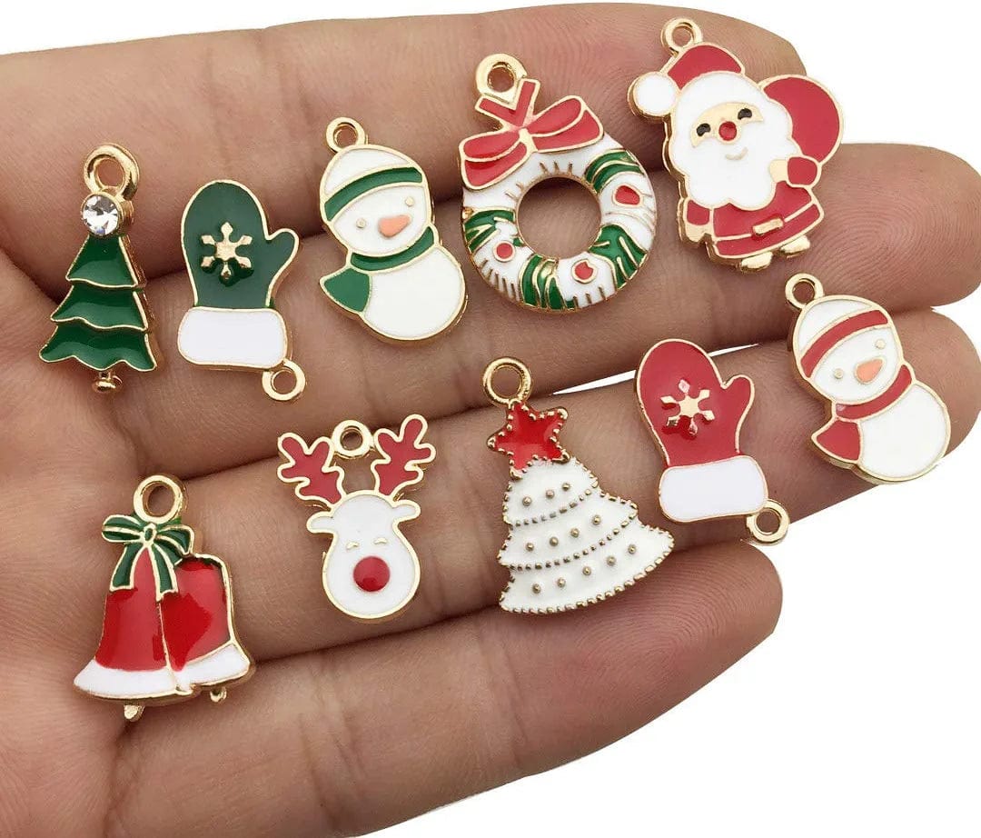 60Pcs Assorted Gold Plated Enamel Christmas Charm Pendant for DIY Jewelry Making Necklace Bracelet Earring DIY Jewelry Accessories Charms (M346)